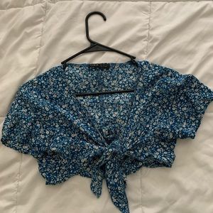 tie front floral top